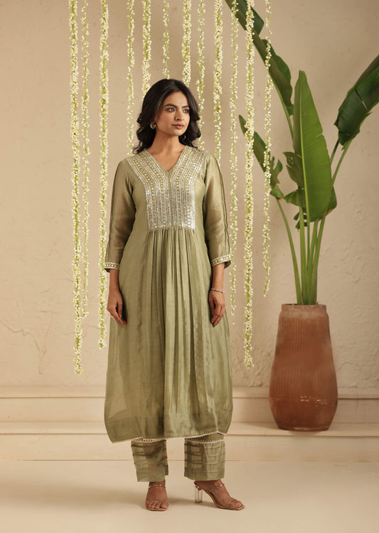 Moss Green Sequence work 2 pc Set