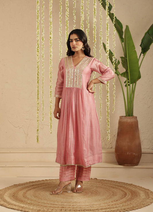 Dusty Pink Sequence work 2 pc Set