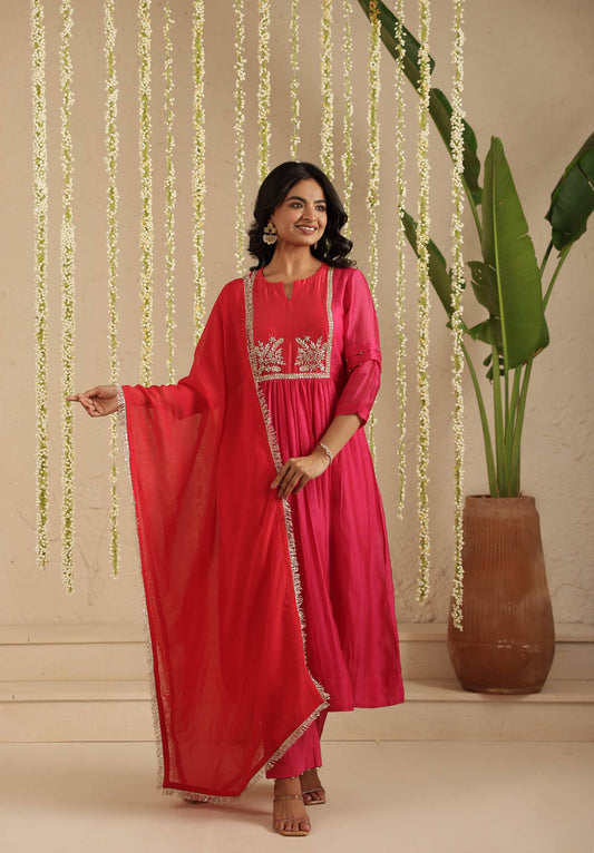 Rani and Red Double Boota Suit Set