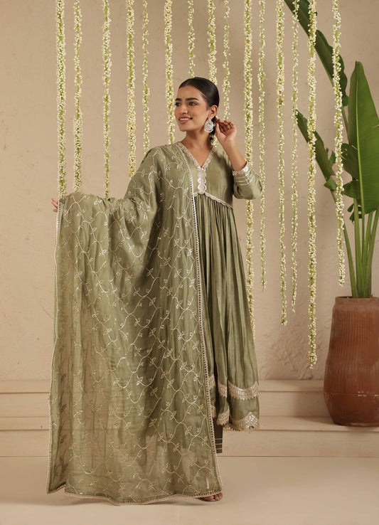Moss Green Anarkali