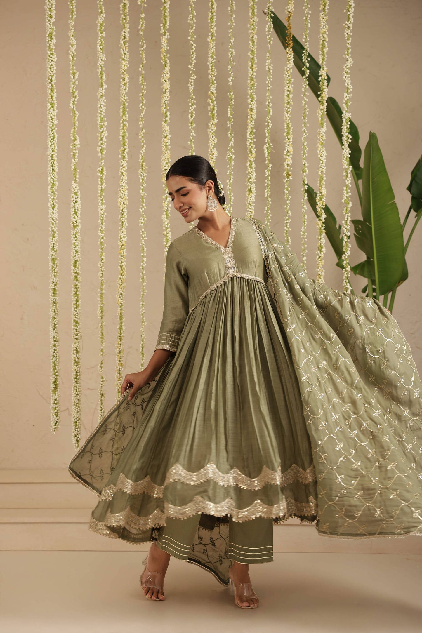 Moss Green Anarkali