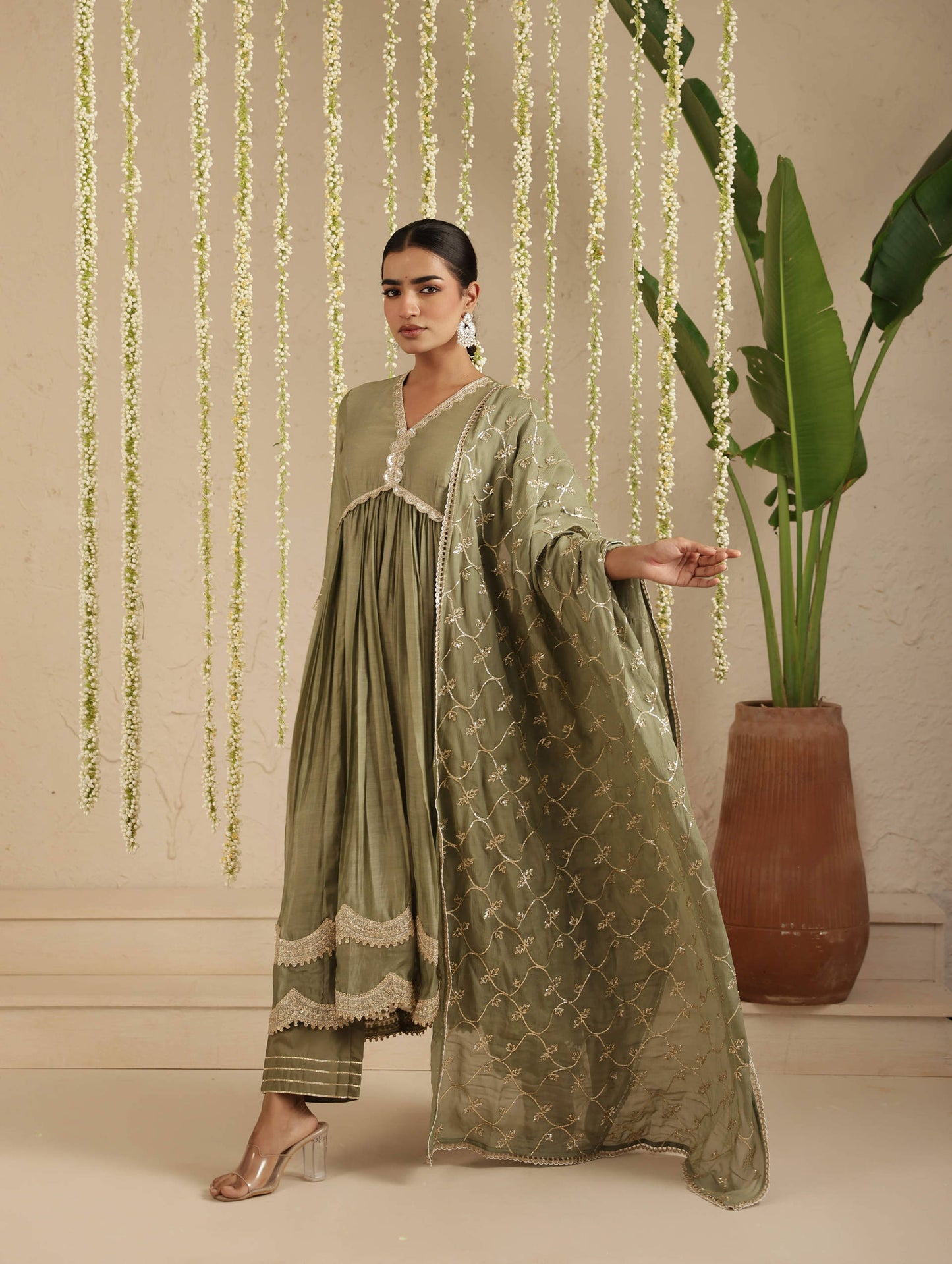 Moss Green Anarkali