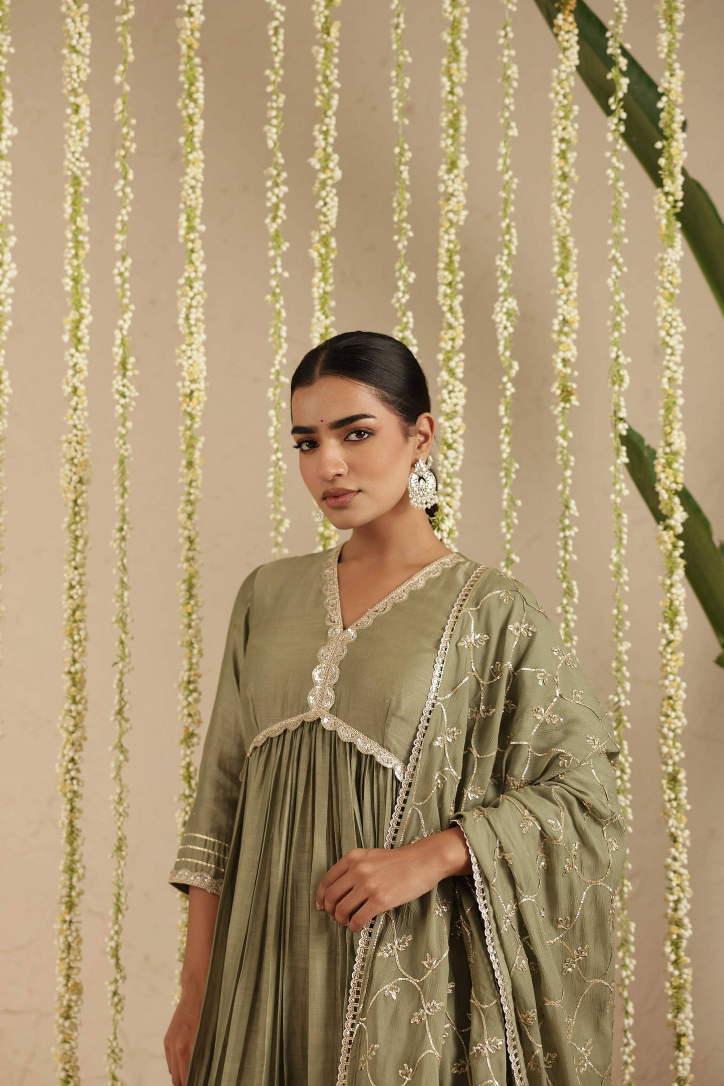 Moss Green Anarkali