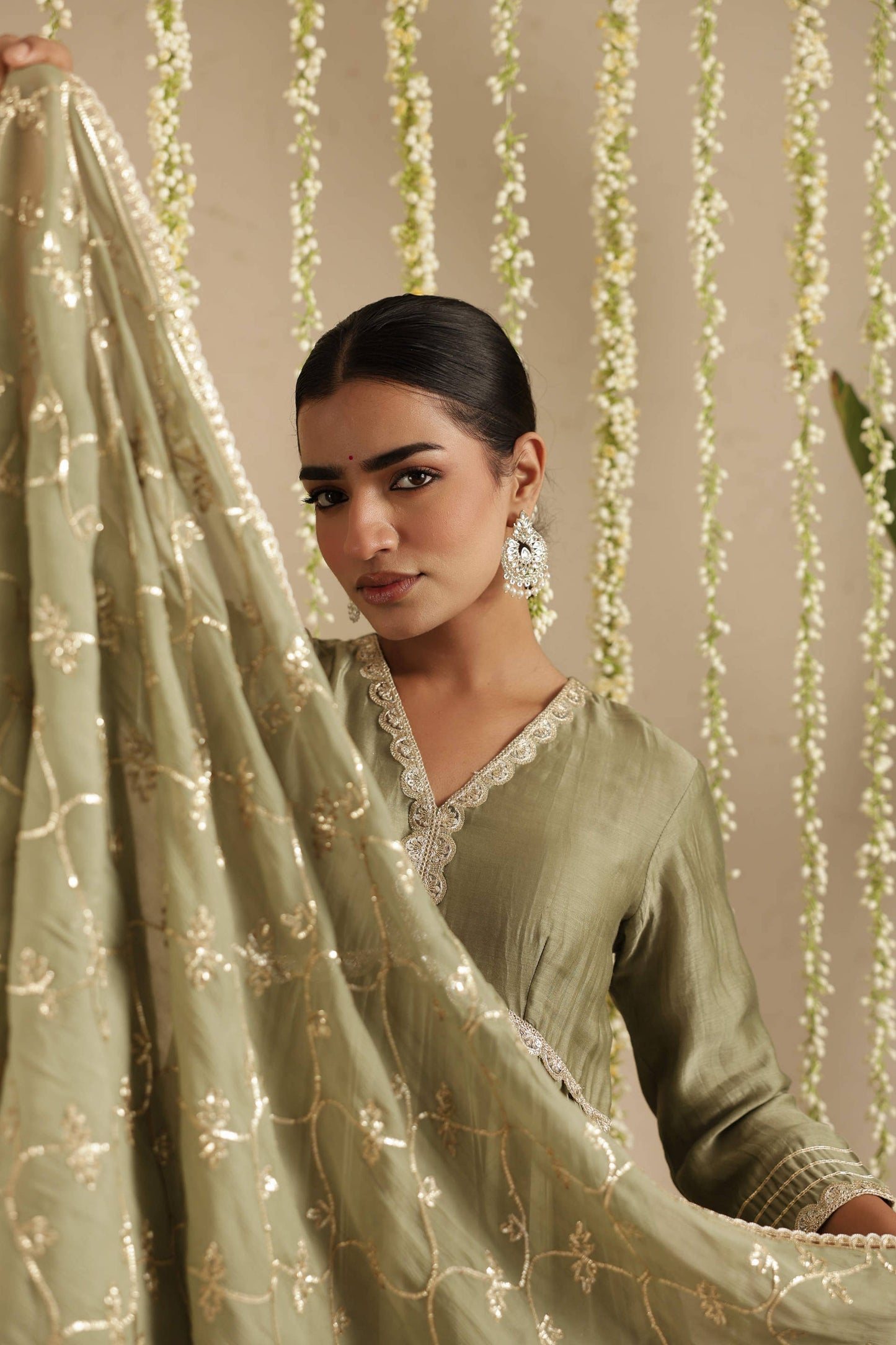 Moss Green Anarkali