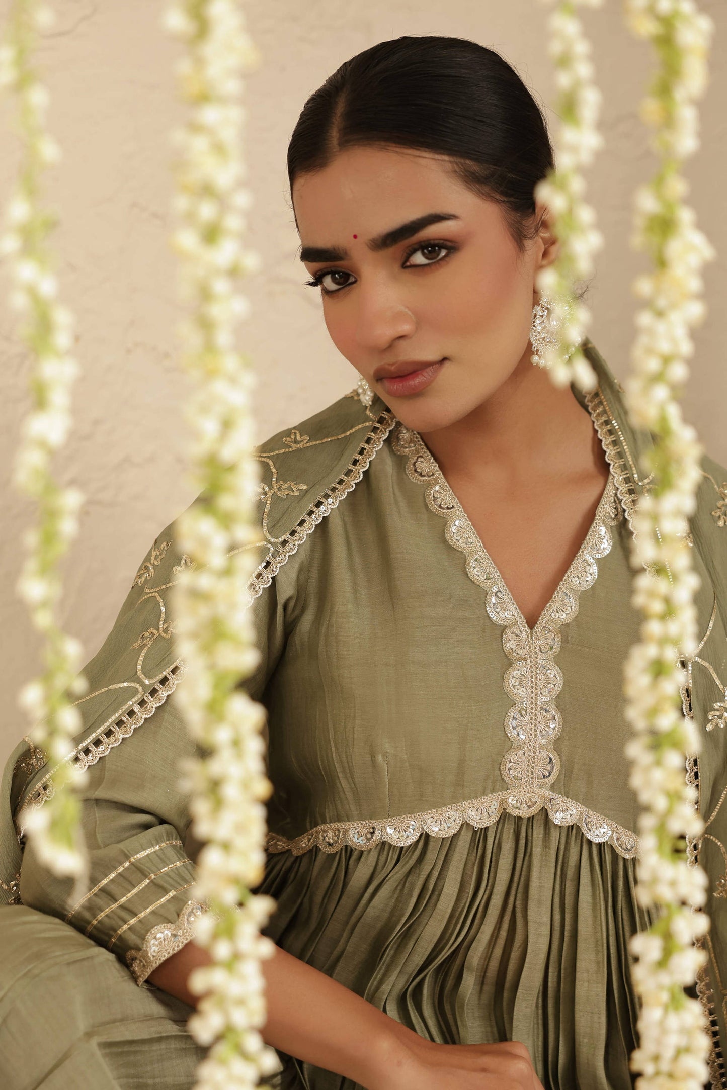 Moss Green Anarkali