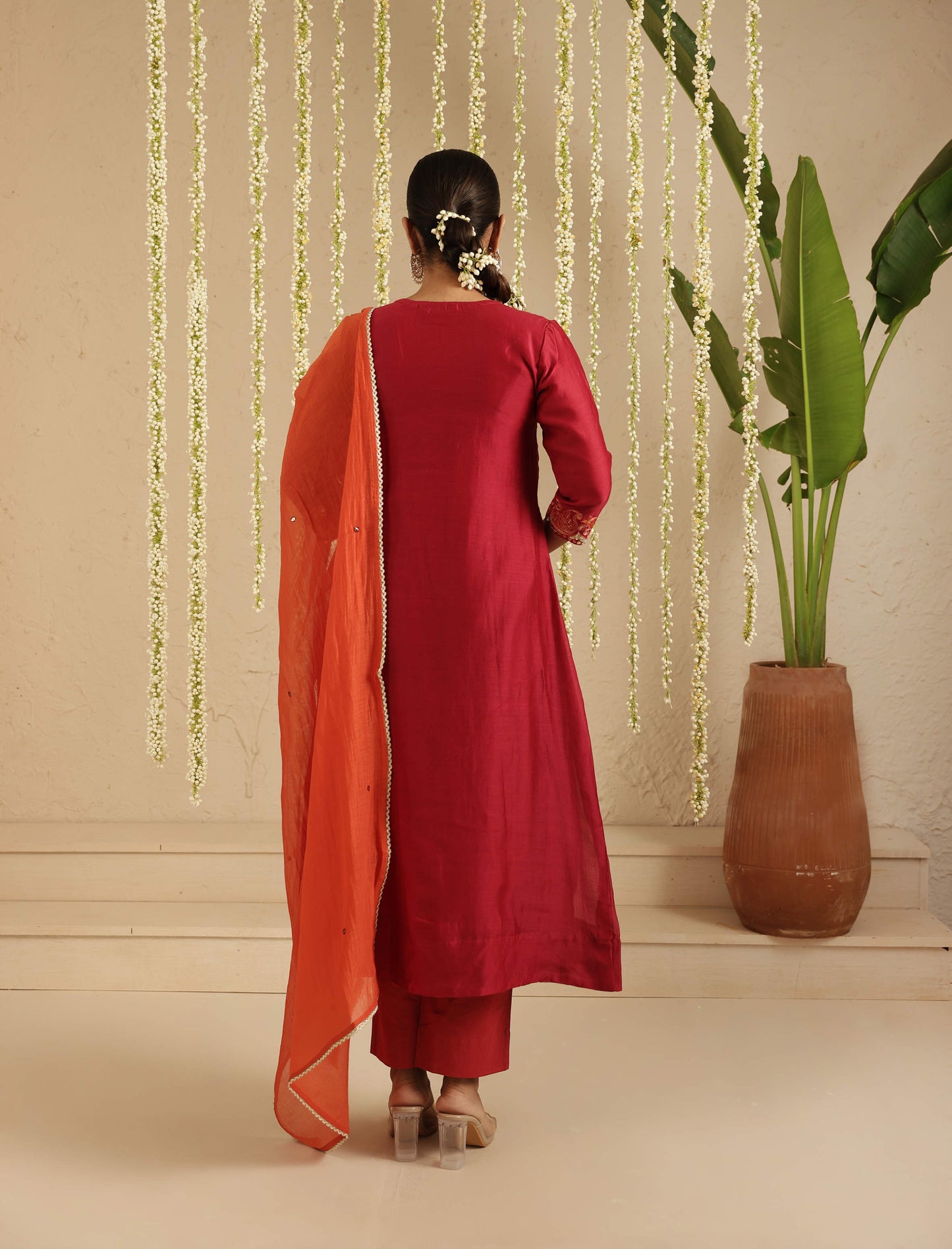 Maroon and Orange Tassel Set
