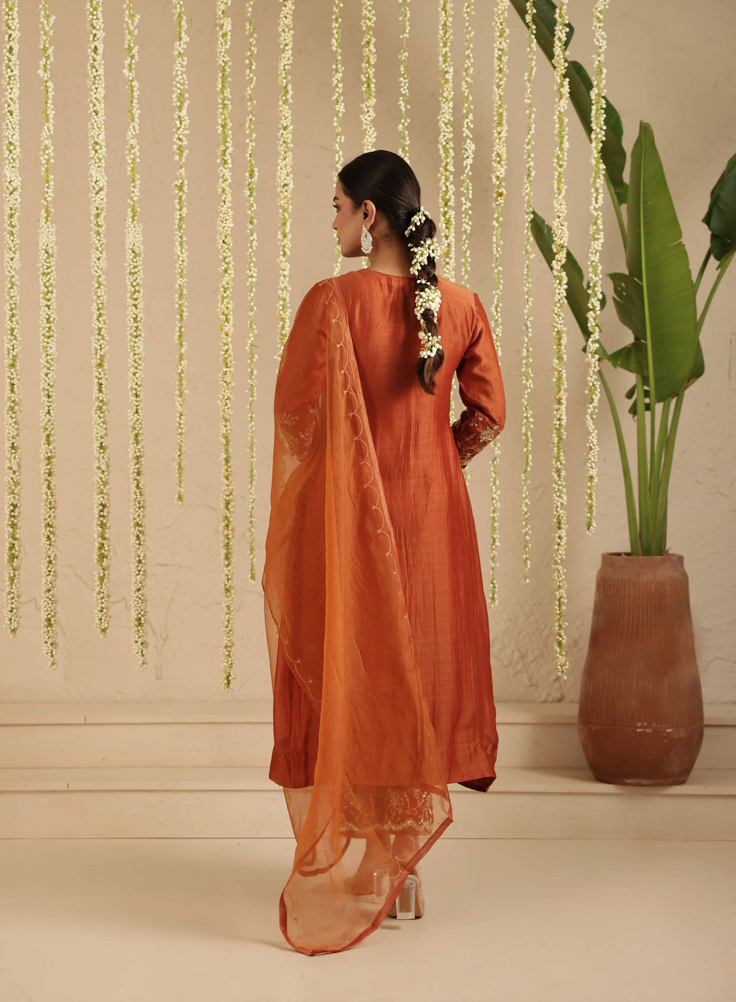 Rust Top and Bottom Hand Embroidered Set