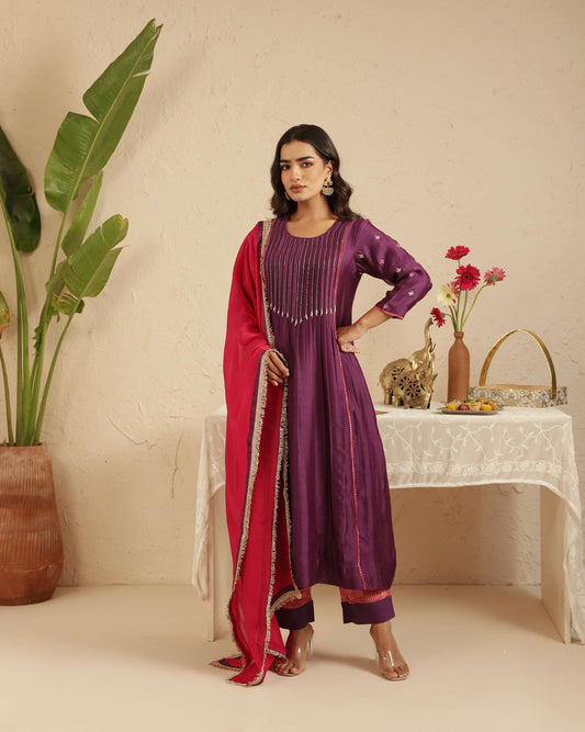 Purple Cut Daana Tassel suit set