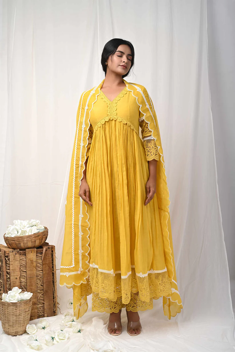 Yellow Lace Anarkali