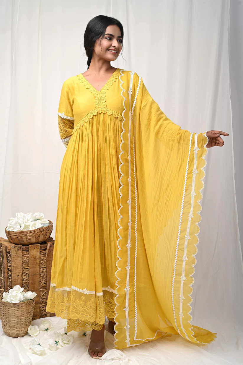 Yellow Lace Anarkali
