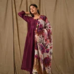 Gulabik Purple Pintucks Suit Set