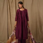 Gulabik Purple Pintucks Suit Set