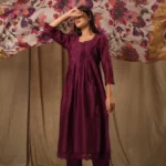 Gulabik Purple Pintucks Suit Set