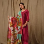 Gulabik Deep Magenta Pintucks Suit Set