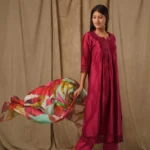 Gulabik Deep Magenta Pintucks Suit Set