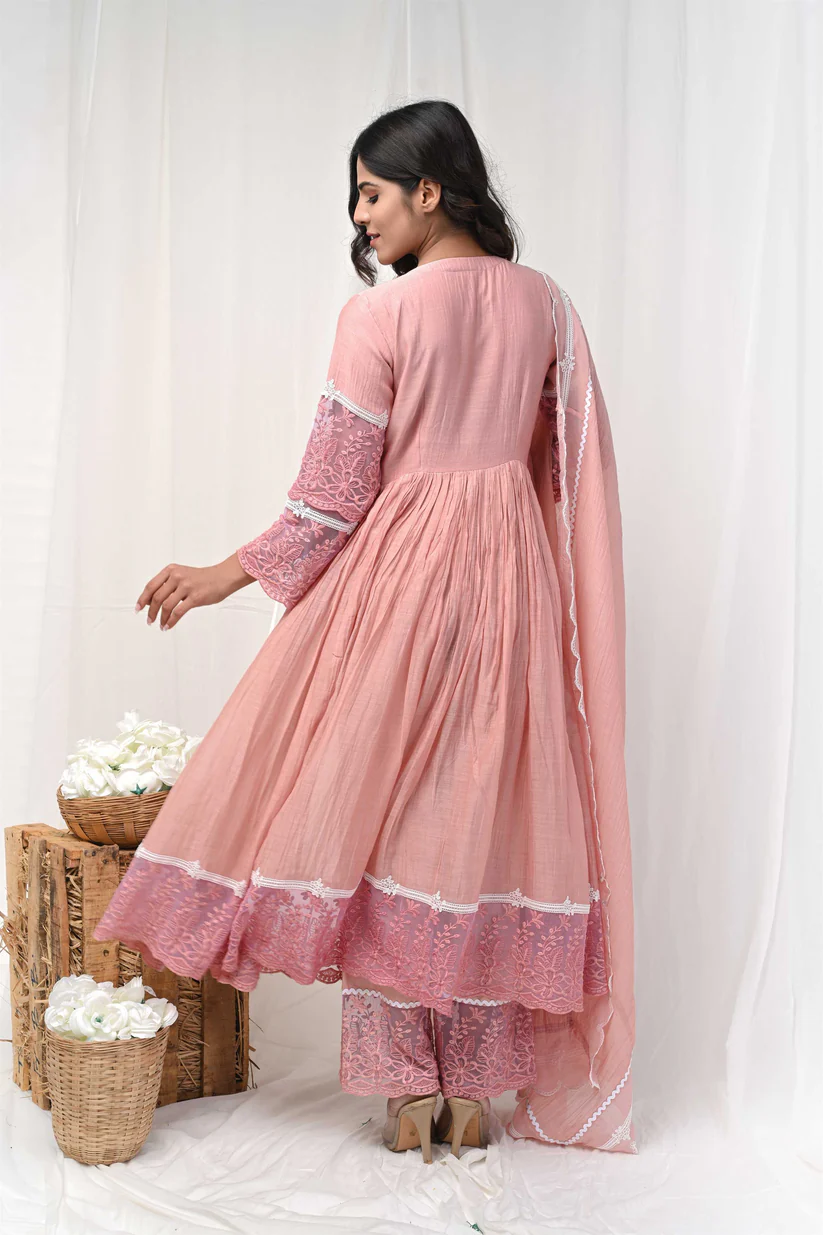 Dusty Peach Lace Anarkali
