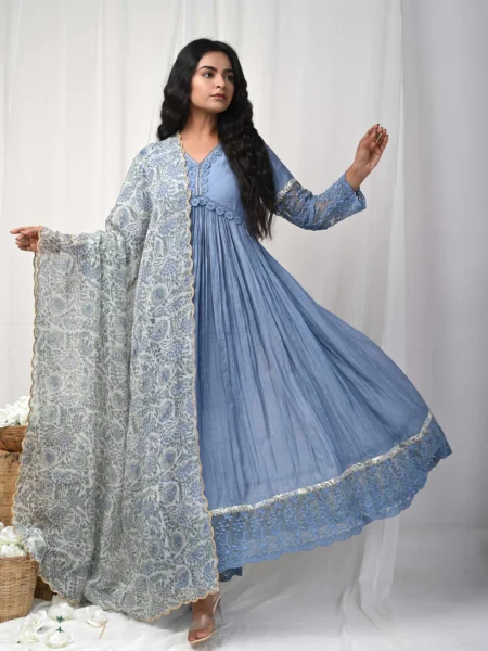 Grey Lace Anarkali