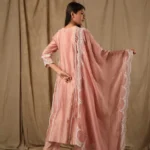 Gulabik Dusty Peach A-Line Suit Set With Scalloped Dupatta