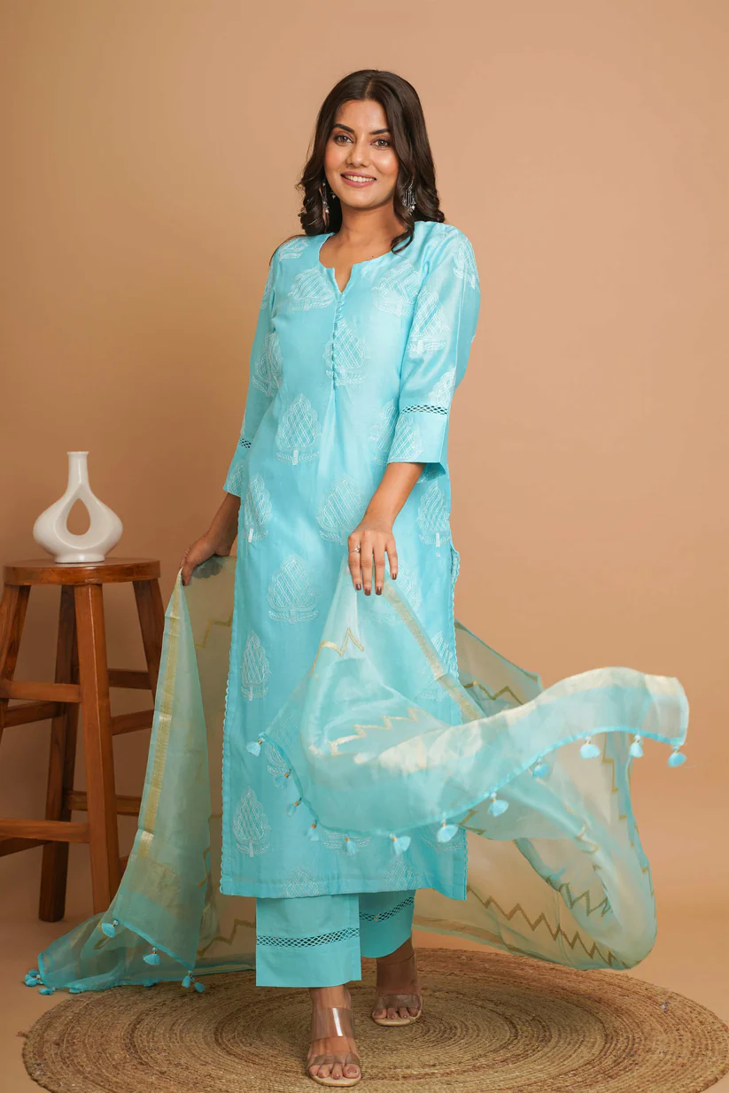 Gulabik Turquoise Suit Set