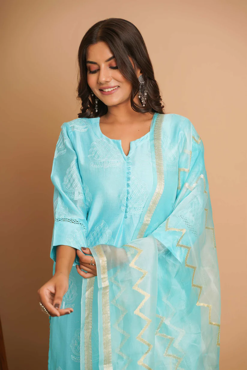 Gulabik Turquoise Suit Set