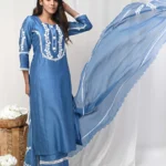 Gulabik Cobalt Blue Back Button Suit Set