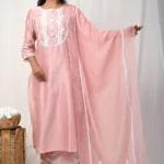 Gulabik Dusty Peach Back Button Suit Set