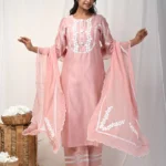 Gulabik Dusty Peach Back Button Suit Set