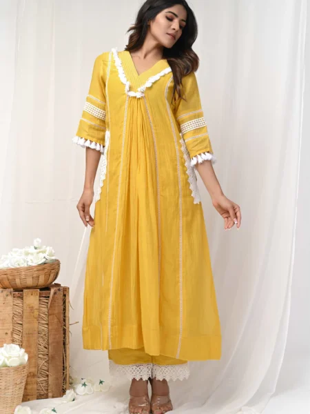 Gulabik Yellow Side Pocket 2 Pc Set