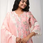 Gulabik Peach Printed Suit Set