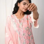 Gulabik Peach Printed Suit Set