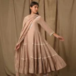 Beige Side Tier Anarkali