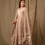 Beige Side Tier Anarkali