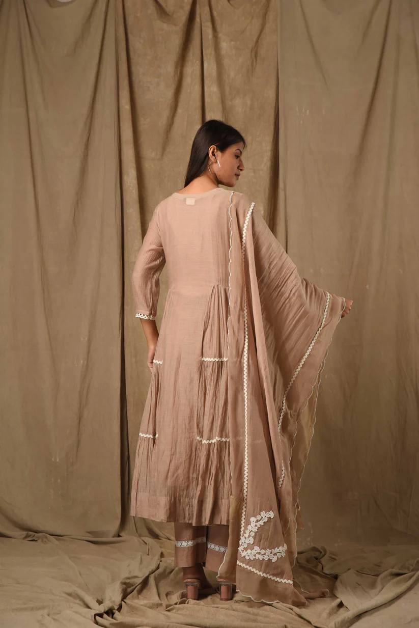 Beige Side Tier Anarkali