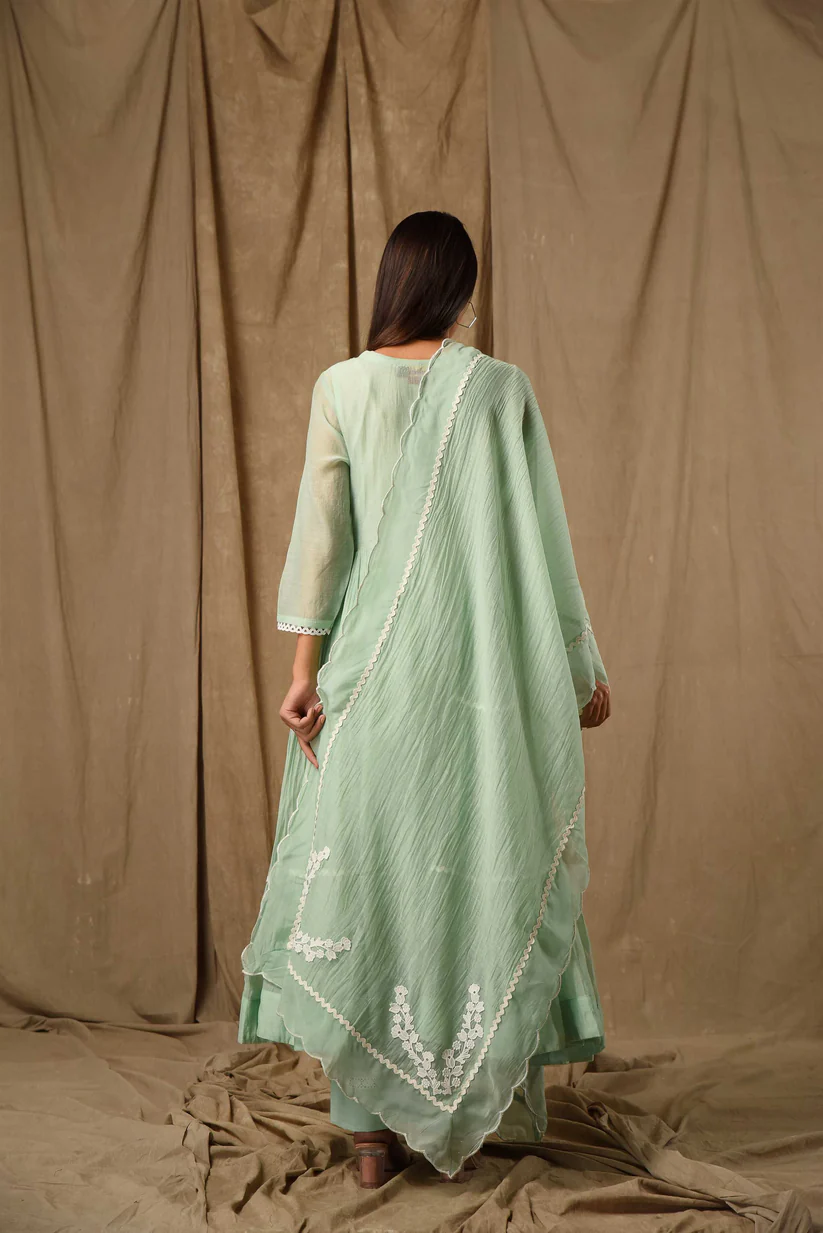 Dusty Green Side Tier Anarkali