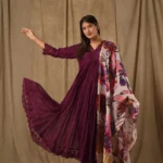 Purple Anarkali With Digitally Printed Dupatta