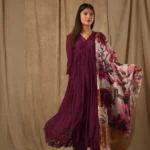 Purple Anarkali With Digitally Printed Dupatta