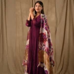 Purple Anarkali With Digitally Printed Dupatta