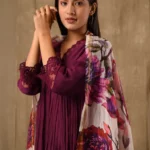 Purple Anarkali With Digitally Printed Dupatta