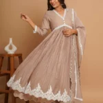 Beige Button Anarkali