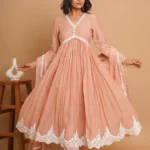 Dusty Peach Button Anarkali