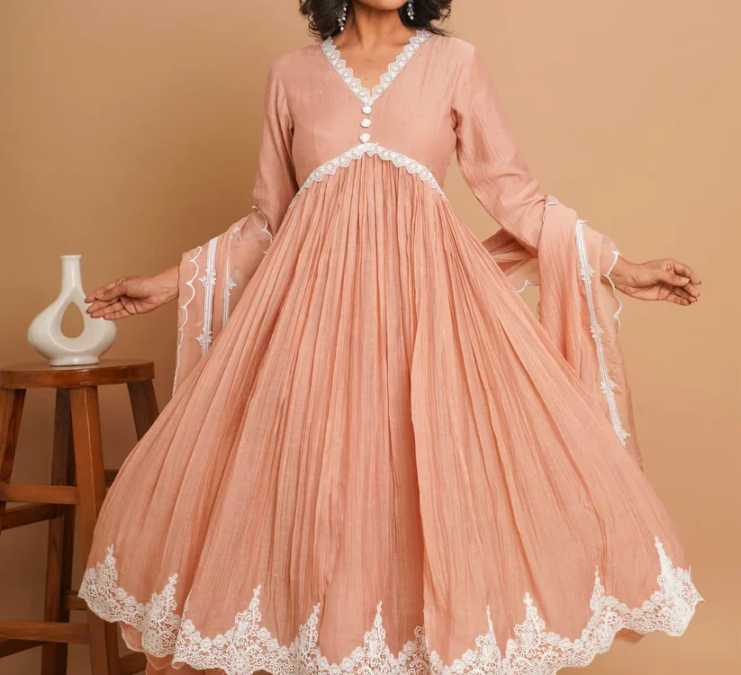 Button Anarkali Suit