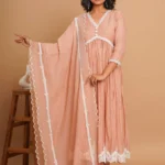 Dusty Peach Button Anarkali