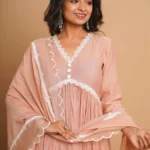 Dusty Peach Button Anarkali