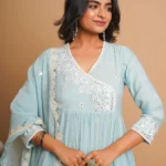 Powder Blue Mirror Work Anarkali