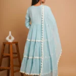 Powder Blue Mirror Work Anarkali