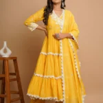 Yellow Mirror Work Anarkali