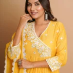 Yellow Mirror Work Anarkali