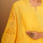 Gulabik Yellow Net Applique Suit Set