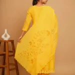 Gulabik Yellow Net Applique Suit Set