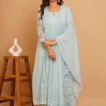 Gulabik Powder Blue Net Applique Suit Set